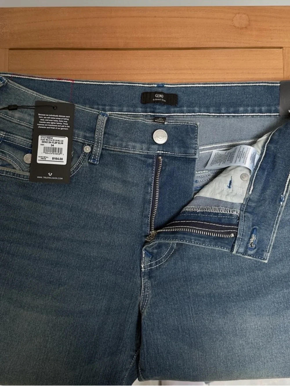 True Religion Men’s Slim Fit Blue Denim Jeans Medium Wash Cotton NWT 34/32